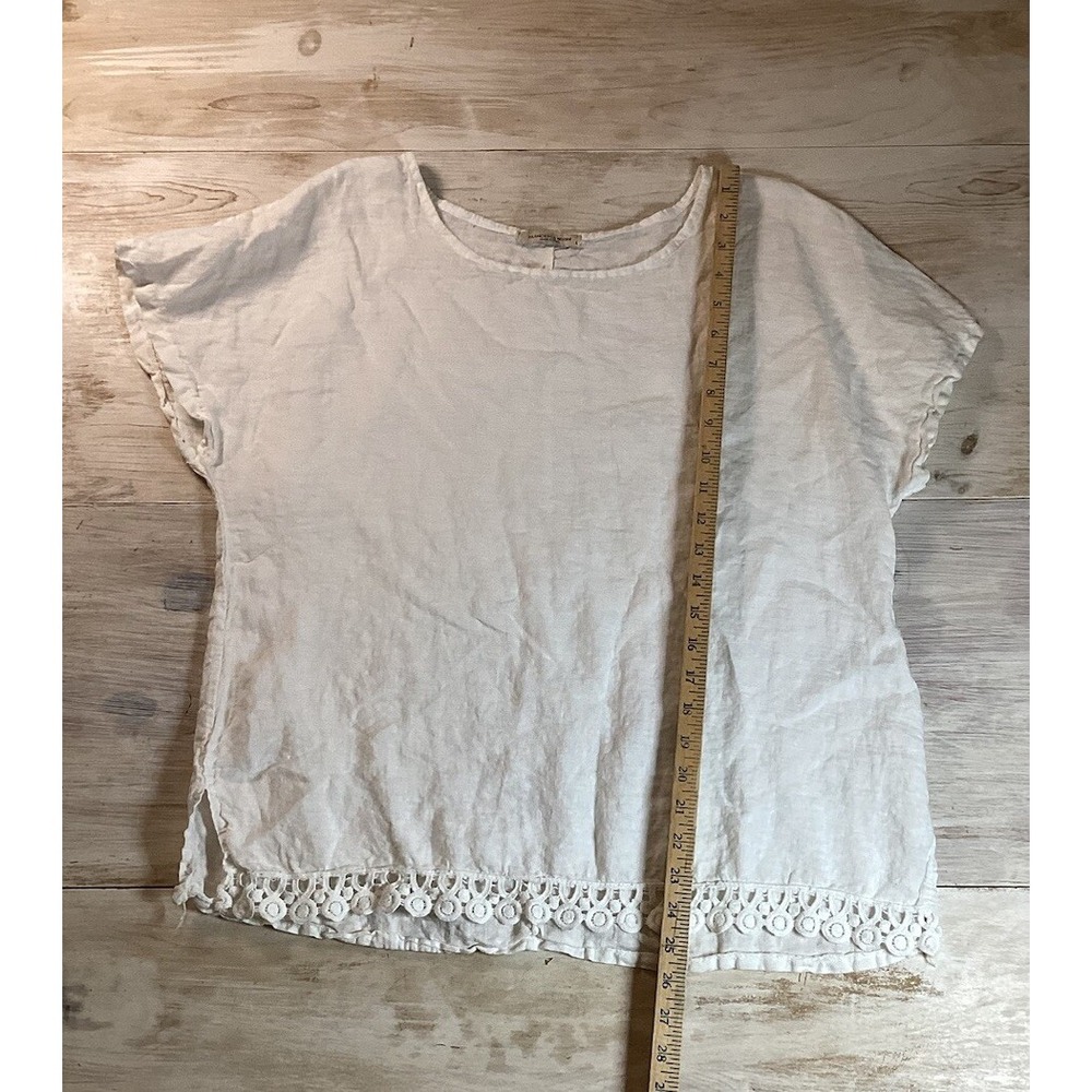 Francesca Bettini Italian White Linen Women's Large Top With Lace Detail Boho - Picture 6 of 7